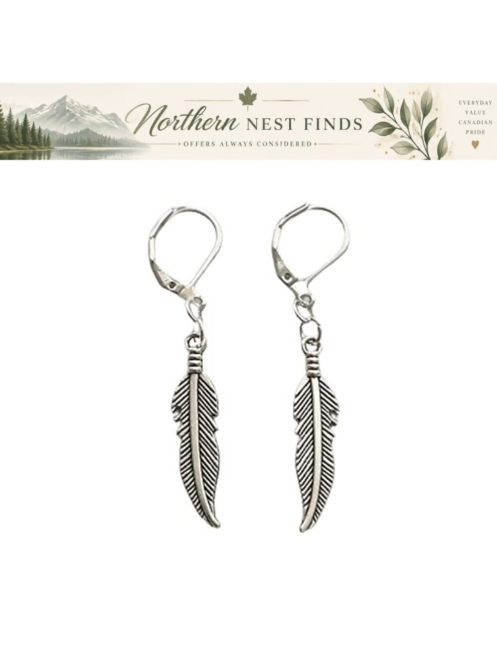Boho Feather Lever Back Dangly Earrings Punk Gothic Jewelry